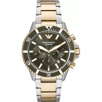 Zegarek męski Armani AR11361 42mm Stal nierdzewna Mesh Czarna tarcza Chronograf