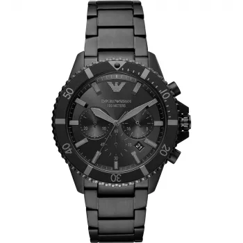 ARMANI Męski AR11363 Chronograf Zegarek ze stali nierdzewnej 43mm Czarna tarcza