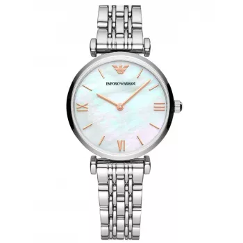 Zegarek ARMANI AR90004L dla kobiet, kwarcowy, analogowy, 32 mm, koperta ze stali nierdzewnej w kolorze różowego złota, brązowy pasek skórzany