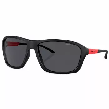 Okulary przeciwsłoneczne Arnette AN4329-275887 męskie, prostokątne, matowa czarna oprawka, szare szkła, 63 mm