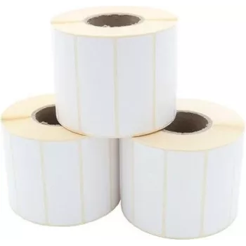 Rolka etykiet termotransferowych ARTDEV 70 x 25mm, średnica zewnętrzna 93mm, rdzeń 40mm, 1500 etykiet na rolkę, biały papier, klej stały, wykończenie matowe