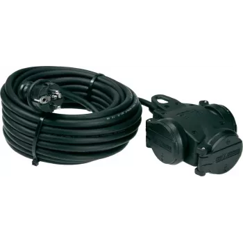 AS Schwabe 60456 10m H07RN-F 3G1.5mm² 3-drożny gumowy przedłużacz z wtyczką i gniazdem Schuko, IP44, czarny