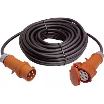 Przedłużacz CEE AS Schwabe 60521 32 A 5-bolcowy z odwracaczem faz, 50 m, H07RN-F 5G6, 400 V, IP44, czarny
