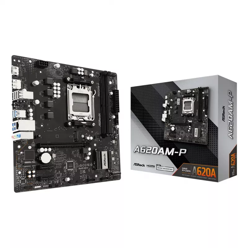 ASRock A620AM-P AMD A620 AM5 Micro ATX Płyta główna (DDR5, HDMI, DisplayPort, M.2)