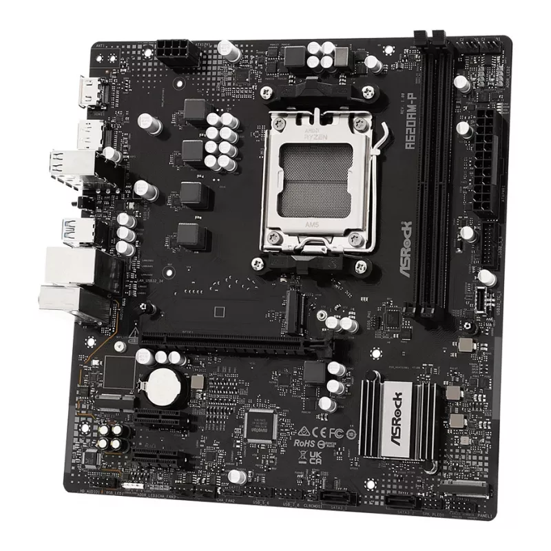 ASRock A620AM-P AMD A620 AM5 Micro ATX Płyta główna (DDR5, HDMI, DisplayPort, M.2)