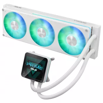 ASUS Prime LC II 360 ARGB LCD White Edition - 360mm AIO Liquid CPU Cooler z 3.5 inch LCD Display, 3x120mm ARGB Fans, Copper Base, dla AM4/AM5/LGA1700/LGA1851