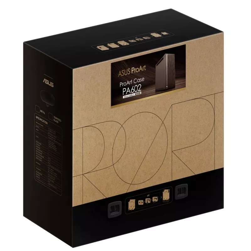 ASUS ProArt PA602 Wood Edition Retro Brown - Metalowa obudowa Midi Tower