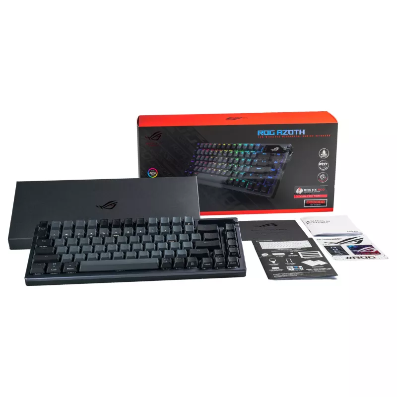 ASUS ROG Azoth 75% Hotswap Mechanical Keyboard, Tri-Mode RGB, OLED Display, PBT Keycaps, NX Switches, Black