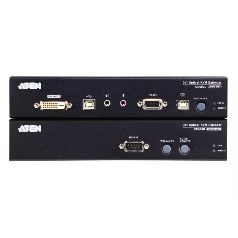 ATEN CE680 przedłużacz KVM audio USB szeregowy przez światłowód, DVI Dual Link, 600 m, 1310/1550 nm