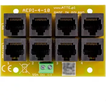 ATTE AEPI-4-10-OF 4-kanałowy pasywny adapter PoE, 10/100 Mbps