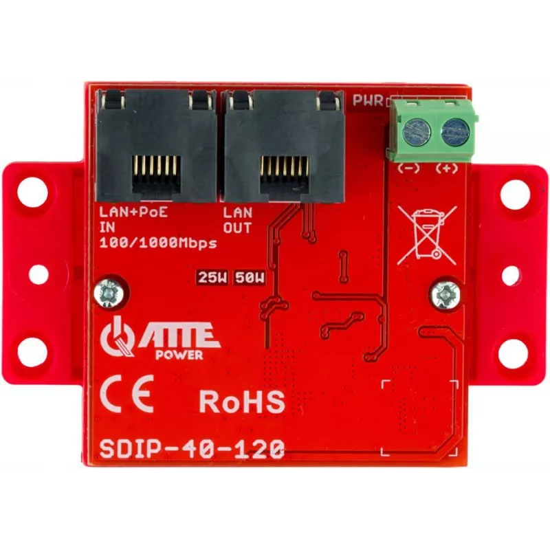 ATTE SDIP-40-120 PoE Zasilacz, 48W, 40V DC, 10/100 Mbps