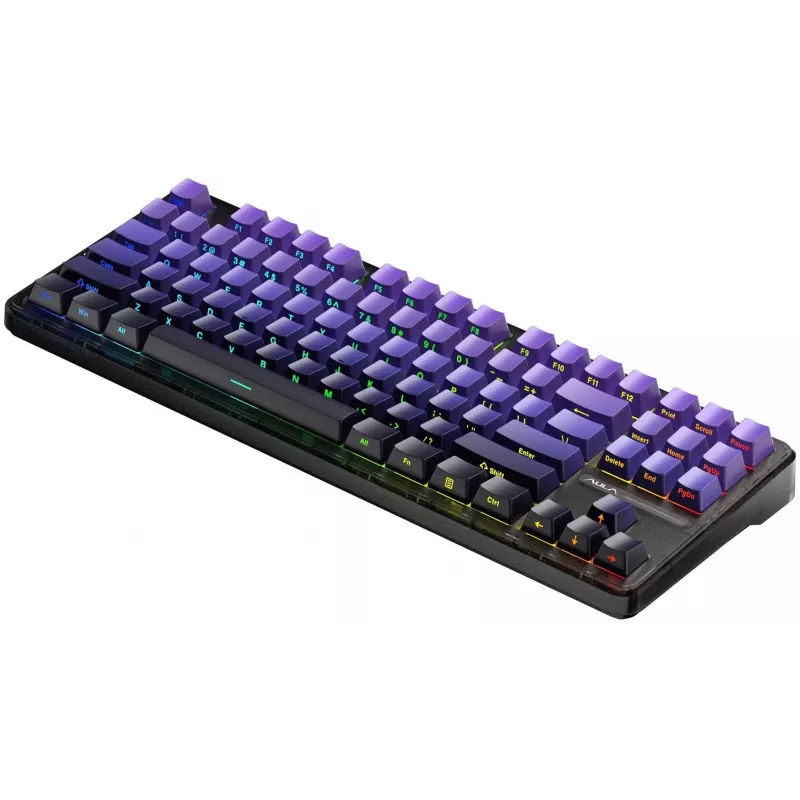 Klawiatura mechaniczna AULA Gasket F87 Pro Black Purple GrayWoodV4 RGB