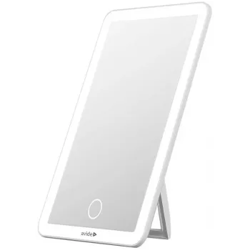 Avide ABLDL-M-3.5W-AE Freestanding Rectangular White Cosmetic Mirror with LED Lighting, 3.5W, USB Rechargeable