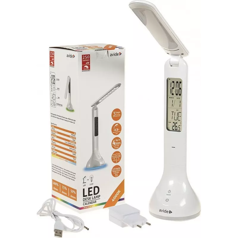 Lampa biurkowa LED Avide RGB Kalendarz Biała 4W 250lm