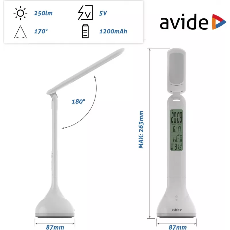 Lampa biurkowa LED Avide RGB Kalendarz Biała 4W 250lm