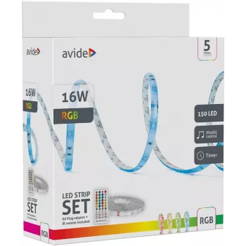 Avide Taśma LED Blister 12V 16W RGB 5m z pilotem IR