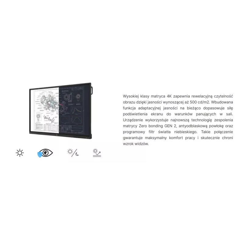 AVTEK TS 9 Mate G 86 inch 4K UHD Interactive Touchscreen Monitor with Android 13, 40-Point IR Touch, 8GB RAM, 128GB Storage, Wi-Fi 6, Bluetooth 5.2, Dual 16W Speakers, 8-Mic Array, VESA 800x600