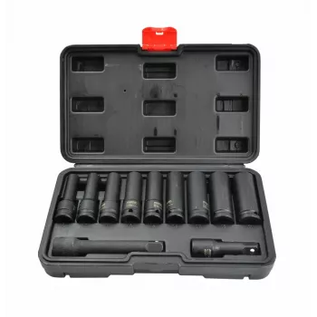 AWTOOLS 1/2 cala Napęd Głębokie gniazdo udarowe zestaw 11-częściowy 8-21 mm Black Line