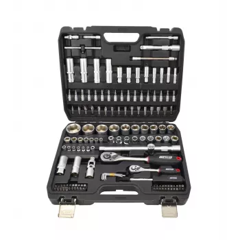 Zestaw nasadek i kluczy AWTOOLS 144-częściowy 1/2 inch i 1/4 inch Black Line