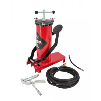 AWTOOLS AW15940 Pompka nożna - jednocylindrowa, 10 BAR, manometr analogowy, stalowa rama, czarno-srebrna