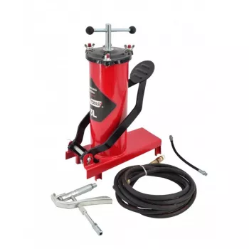 AWTOOLS AW15940 Pompka nożna - jednocylindrowa, 10 BAR, manometr analogowy, stalowa rama, czarno-srebrna