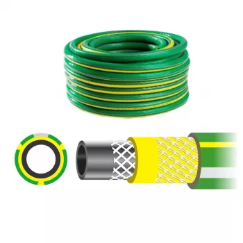 AWTOOLS AW70374 Wąż ogrodowy 50m 1/2 cala elastyczny PVC 3-warstwowy z oplotem poliestrowym