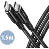 AXAGON BUCM-CM15AB USB-C do USB-C 2.0 Kabel, 1,5m, PD 60W, 3A, Pleciony - Czarny