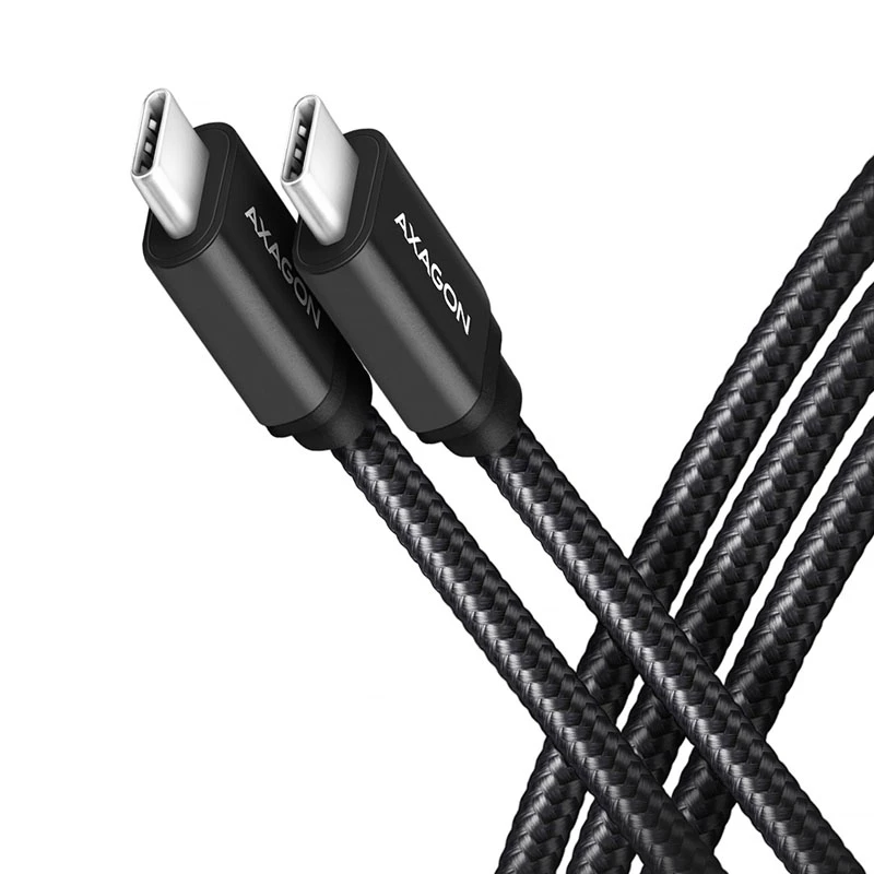 AXAGON BUCM-CM15AB USB-C do USB-C 2.0 Kabel, 1,5m, PD 60W, 3A, Pleciony - Czarny
