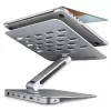 AXAGON HMC-STND Podstawka pod notebook 10-16 cali z hubem USB-C 7-in-1, HDMI 4K, PD 100W, Gigabit Ethernet, czytnikiem kart SD – Srebrny