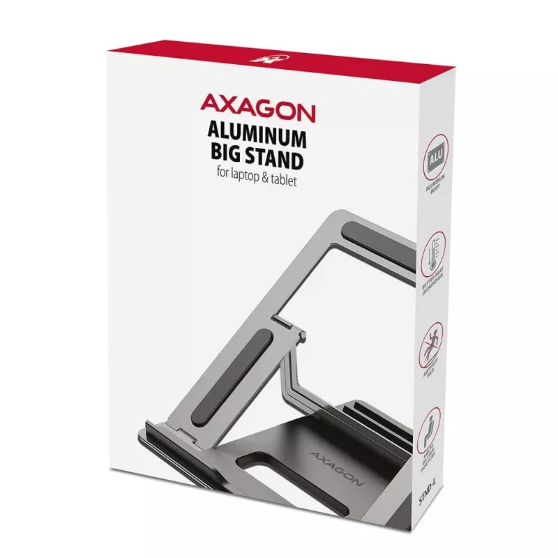 AXAGON STND-L Podstawka pod notebook 10-16 cali Aluminiowa Składana Regulowana wysokość Srebrna