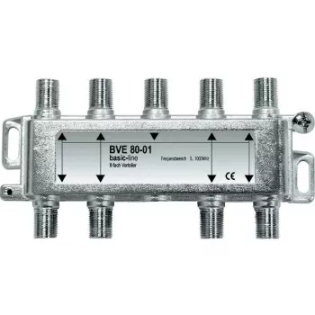 AXING BVE 8-02 Rozgałęźnik F 8-drożny 5-2400 MHz, 75 omów, obudowa z odlewu cynkowego