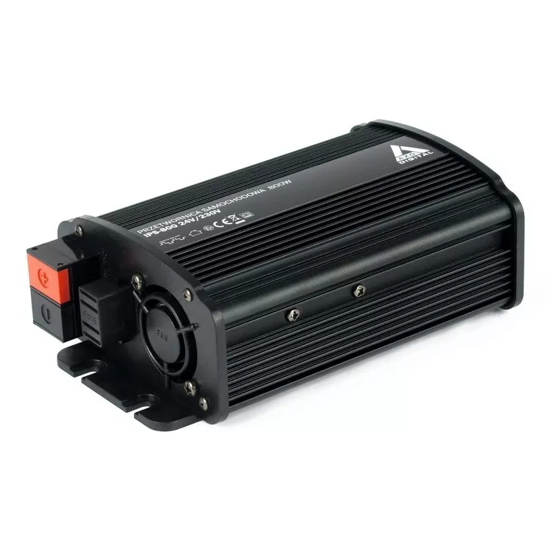 AZO Digital IPS-800U 800W 24V DC na 230V AC Falownik z modyfikowanym sinusem, USB, gniazdem Schuko, zaciskami akumulatorowymi