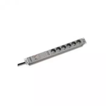 Listwa zasilająca rack Bachmann 691689 19 cali 1U z 6 gniazdami Schuko, ochroną przeciwprzepięciową i filtrem sieciowym, szara