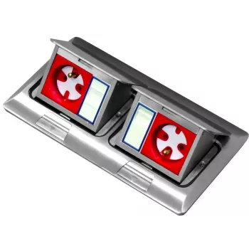 BACHMANN Mini Floor Box 2x3M – Podwójna puszka podłogowa i blatowa do modułów 45x45 mm, z uchylną pokrywą, szary