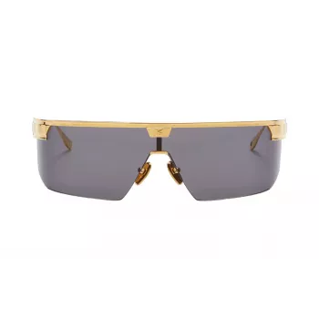 BALMAIN Okulary przeciwsłoneczne Unisex BPS-147A-142 Czarna oprawka acetatowa Kształt kwadratowy Szare soczewki nylonowe 43/27/147 mm