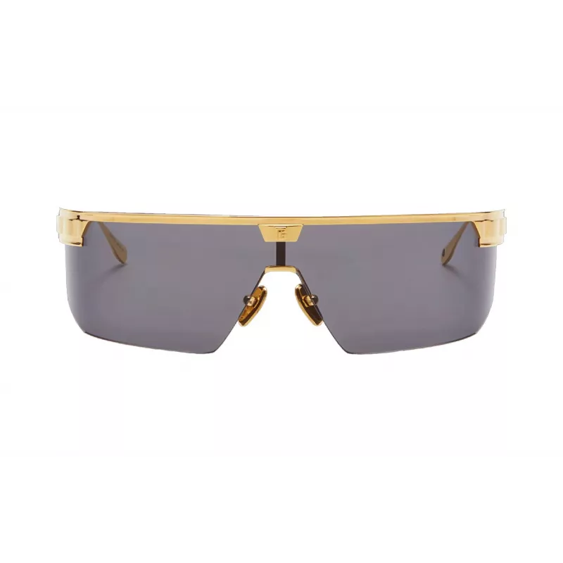 BALMAIN Okulary przeciwsłoneczne Unisex BPS-147A-142 Czarna oprawka acetatowa Kształt kwadratowy Szare soczewki nylonowe 43/27/147 mm