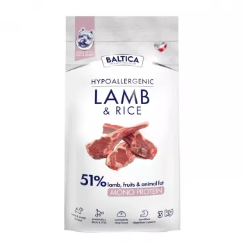 BALTICA NUTRACEUTIC Hypoalergiczna sucha karma dla psów z jagnięciną i ryżem dla ras bardzo małych i małych, 3 kg