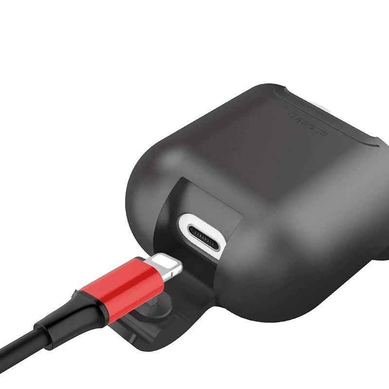 Baseus Apple 2in1 silikonowe etui ochronne z ładowarką bezprzewodową dla AirPods czarny