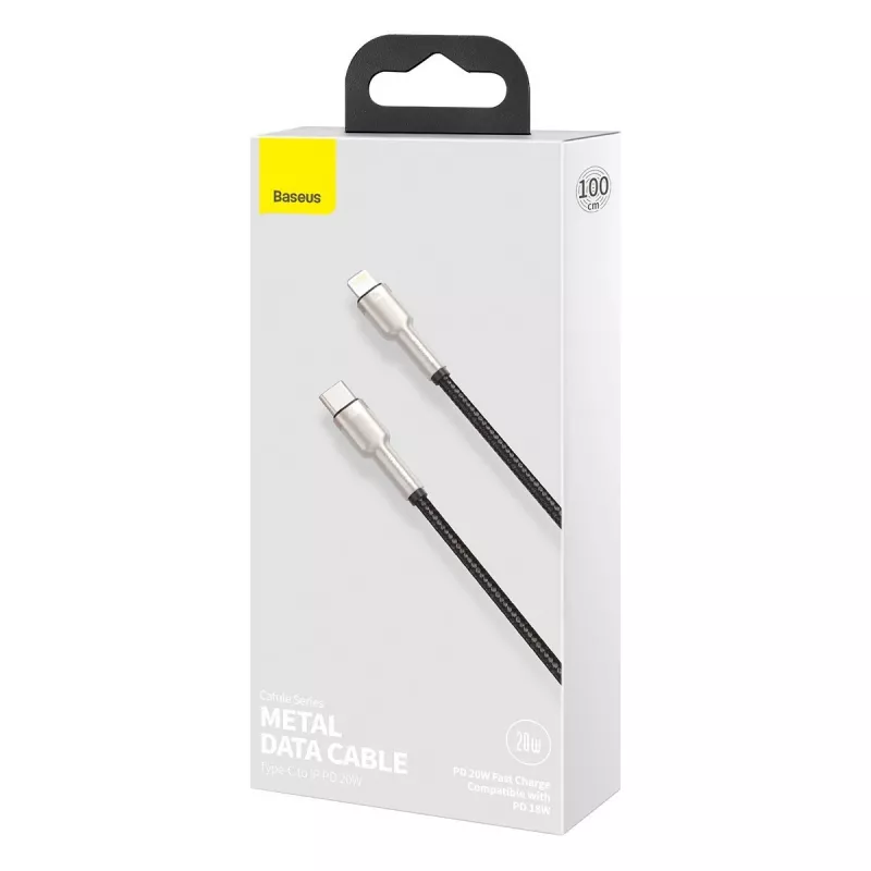 Baseus Cafule Series Metal USB-C do Lightning Kabel PD 20W 1m Czarny