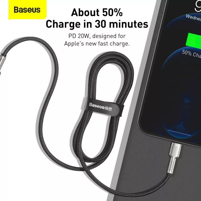 Baseus Cafule Series Metal USB-C do Lightning Kabel PD 20W 1m Czarny