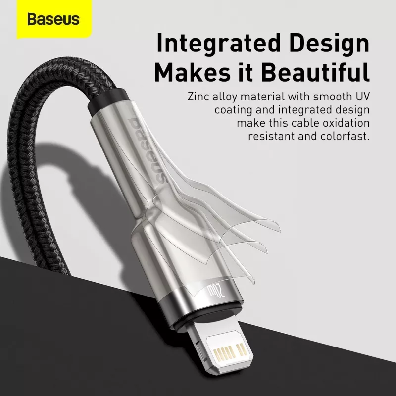 Baseus Cafule Series Metal USB-C do Lightning Kabel PD 20W 1m Czarny
