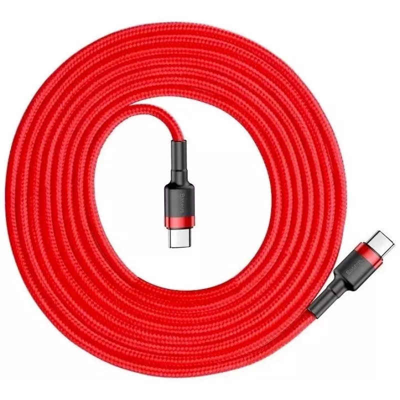 Baseus Cafule USB-C do USB-C PD 2.0 60W Flash Charging Cable, 2m, Czerwony (CATKLF-H09)