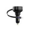 Ładowarka samochodowa Baseus Enjoyment Pro, szybkie ładowanie, Type-C żeński, Lightning męski (0,75m) z wbudowanym kablem zwijanym, 55W, czarny, EU