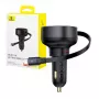 Ładowarka samochodowa Baseus Enjoyment Pro, szybkie ładowanie, Type-C żeński, Lightning męski (0,75m) z wbudowanym kablem zwijanym, 55W, czarny, EU
