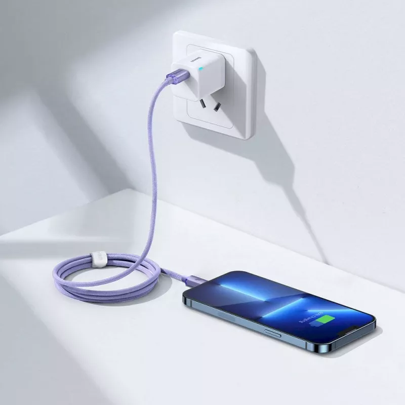 Baseus Crystal Shine Series USB-C to Lightning Fast Charging Data Cable 20W 1.2m Purple (CAJY000205)