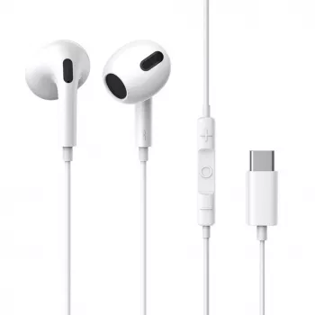 Baseus Encok C17 Słuchawki przewodowe douszne z mikrofonem USB Type-C Biały (NGCR010002)