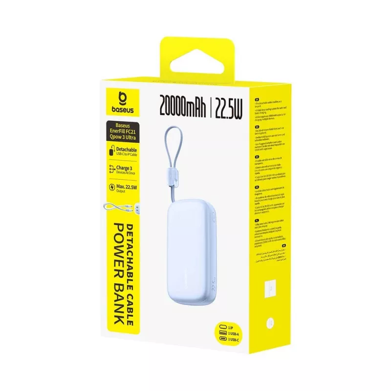 Baseus EnerFill FC21 Qpow 3 Ultra 20000 mAh 22.5W Power Bank Niebieski