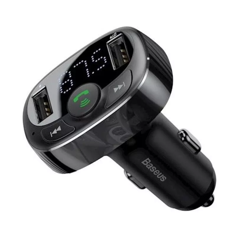 Baseus FM Transmitter T-Type S-09A Bluetooth MP3 Car Charger Black