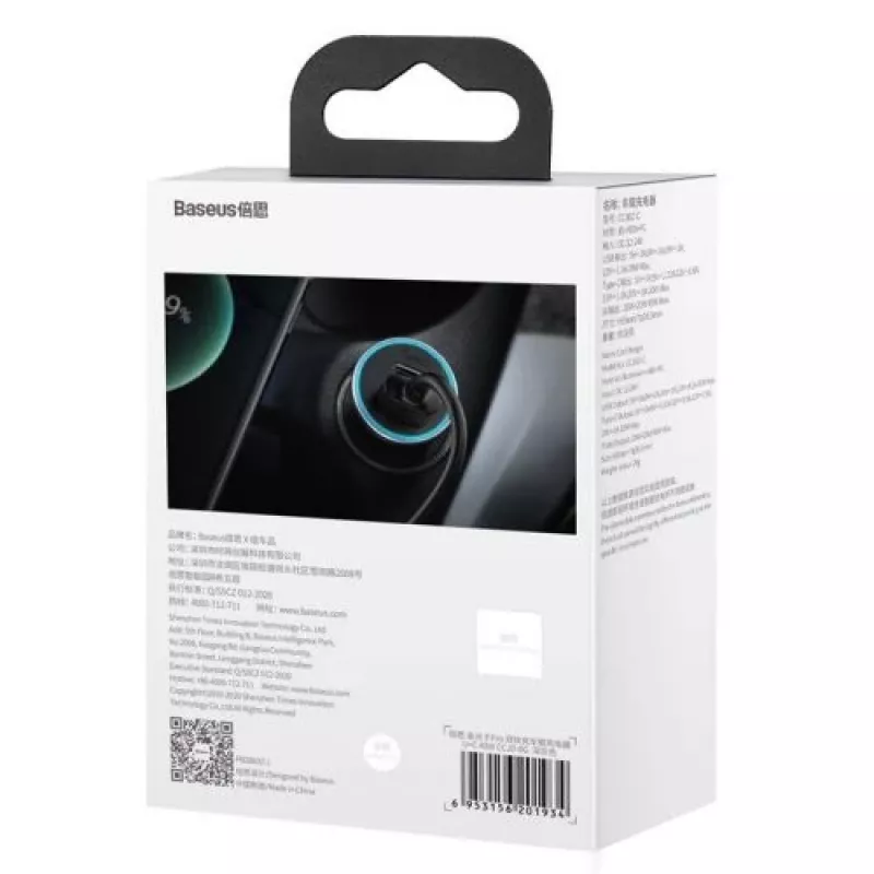 Ładowarka samochodowa Baseus Golden Contactor Pro 40W USB-A USB-C QC4.0+ PD SCP Szary