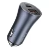 Baseus Golden Contactor Pro Dual Quick Car Charger 40W USB-C + USB-A PD 3.0 QC 4+ SCP FCP AFC z kablem Type-C na Lightning 1m Czarny Ciemnoszary